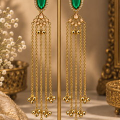 Kashmiri Emerald Jhumka Luxe Earrings