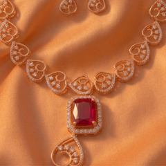 Romantic Rose Heart Set with Ruby Stone Accents