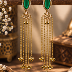 Kashmiri Emerald Jhumka Luxe Earrings