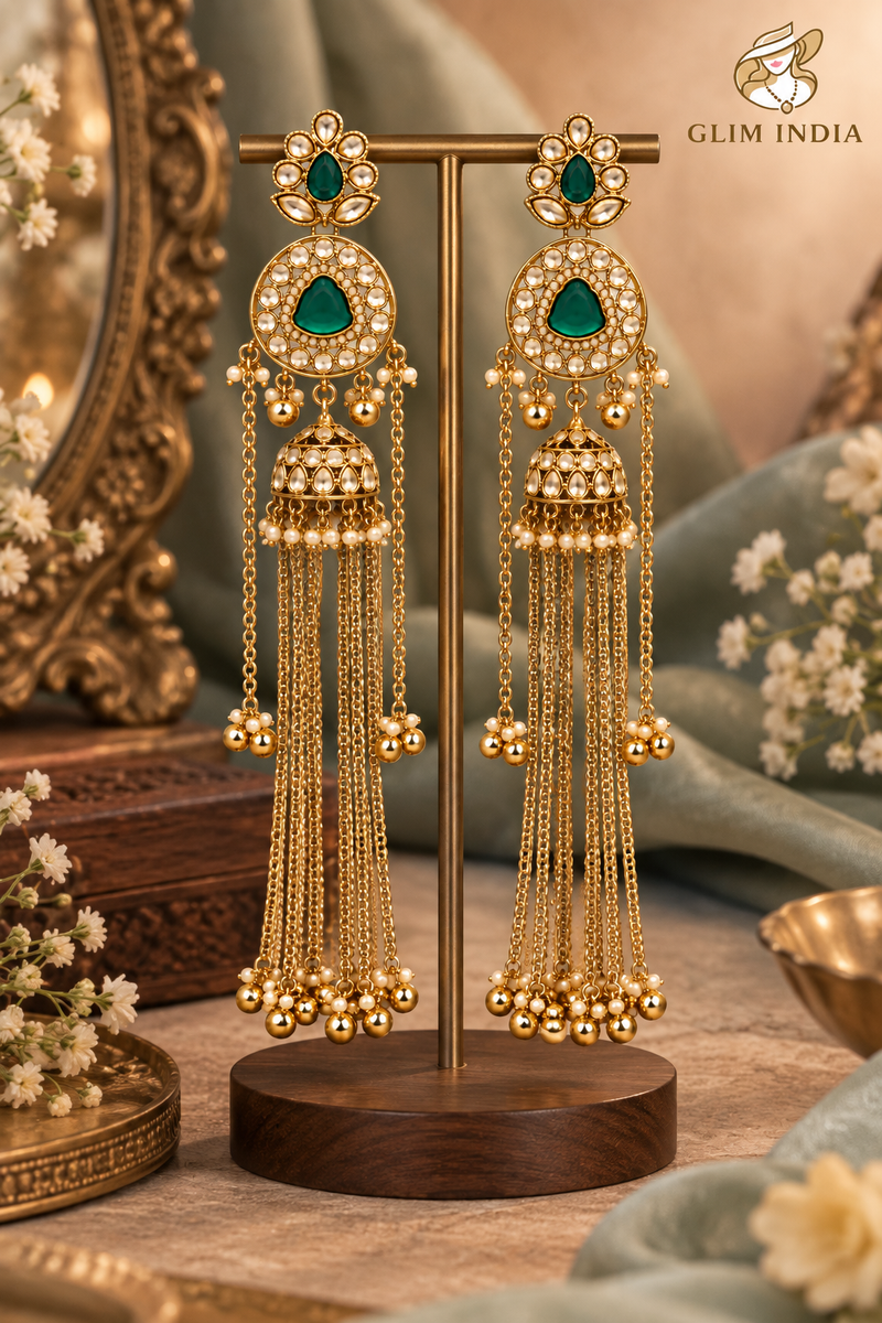 Kashmir Meher Jhumka Cascade Earrings