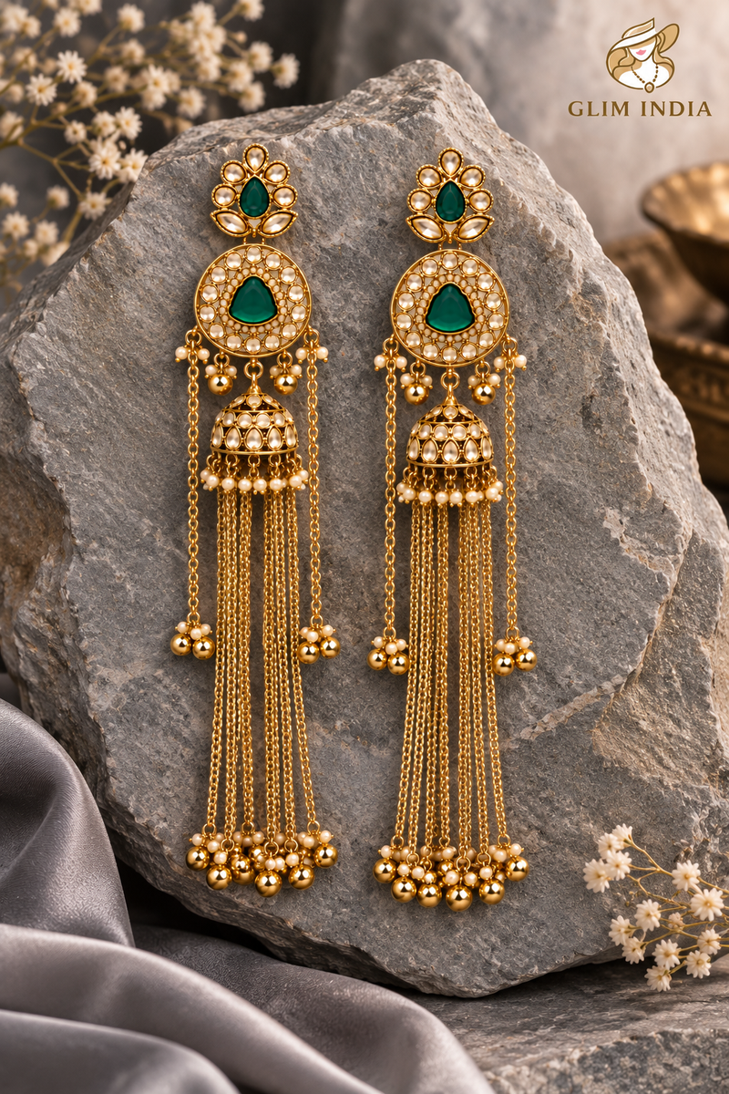 Kashmir Meher Jhumka Cascade Earrings