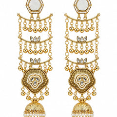 Sheesh Mahal Pearl Cascade Jhumka Earrings