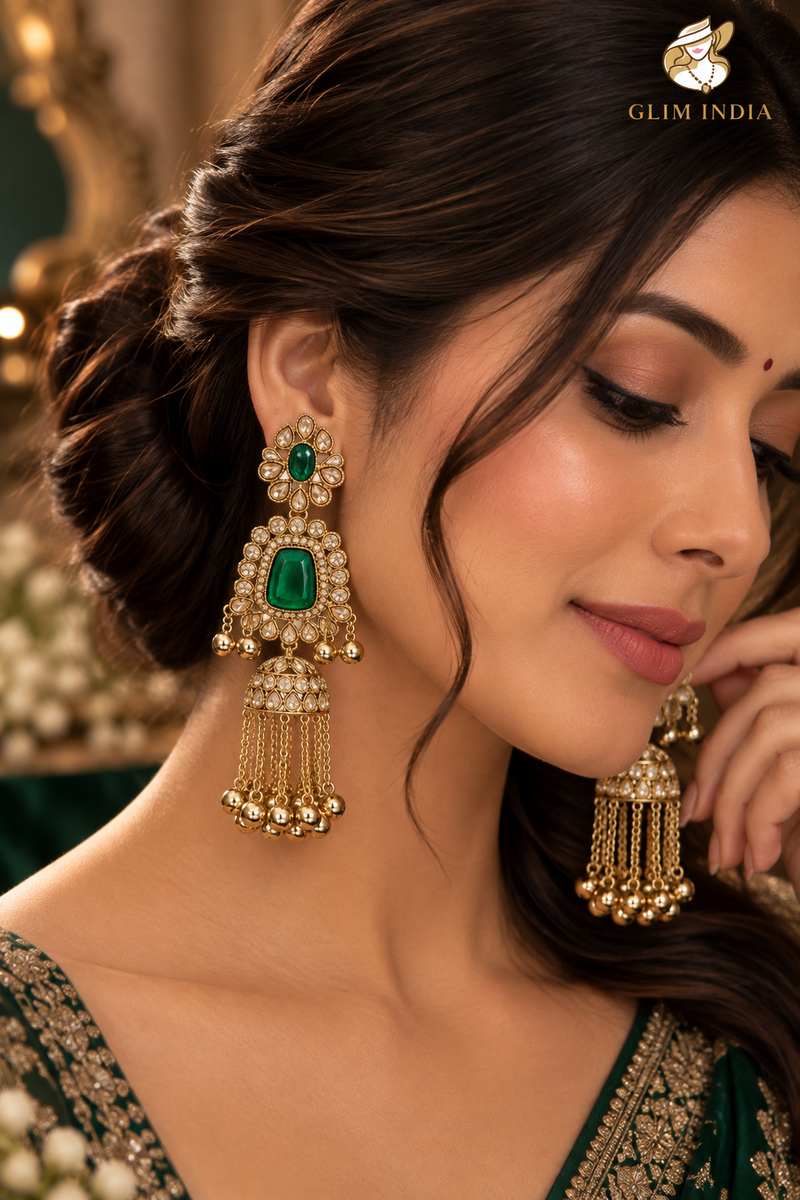 Noor Mahal Kundan Jhumka Earrings