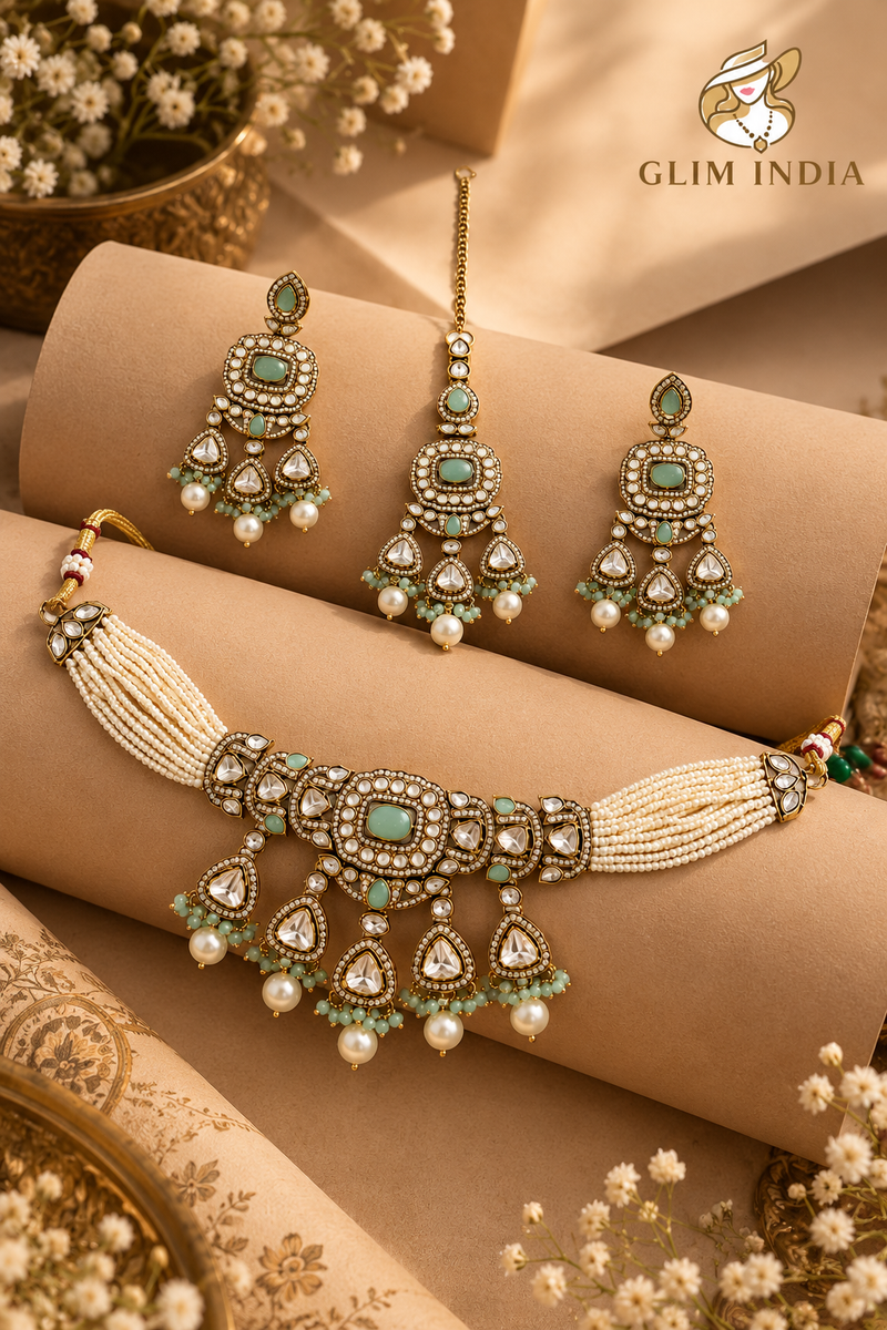 Meher Pearl Kundan Choker Set