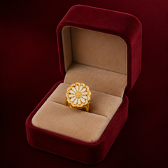 Gold Plated Floral Adjustable Ring for Women