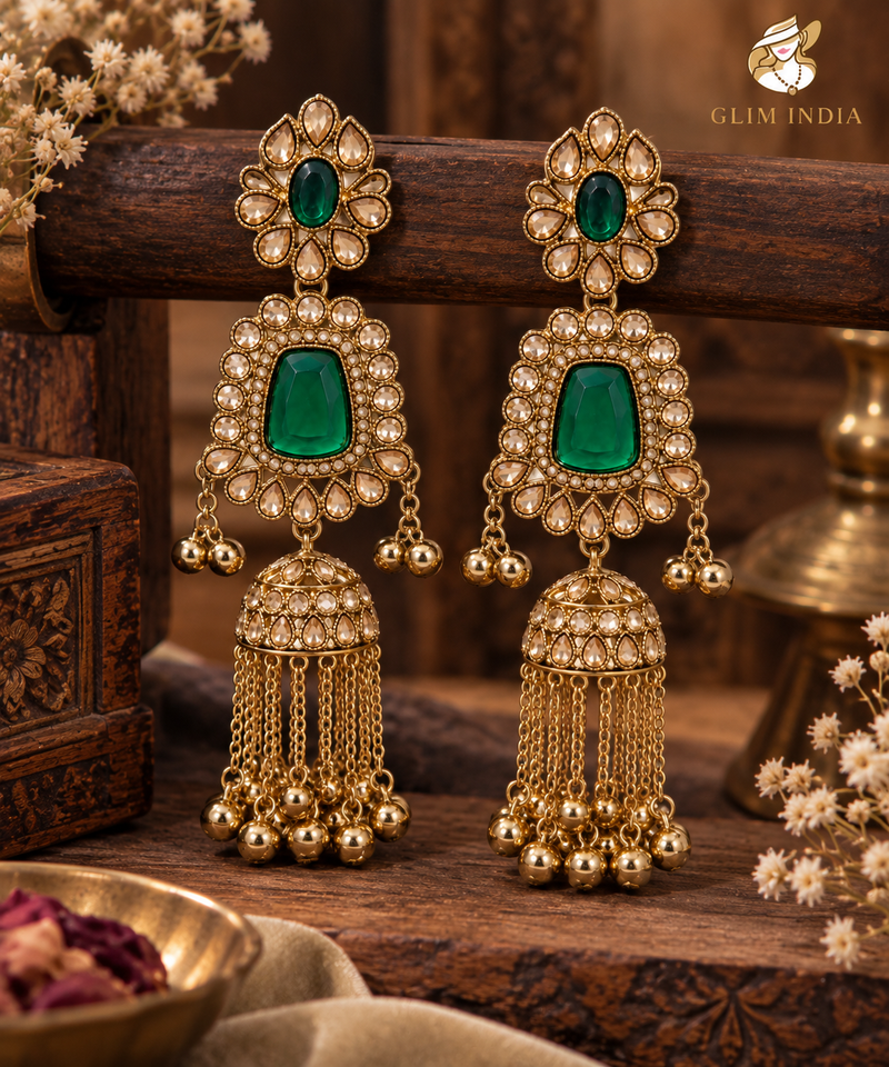 Noor Mahal Kundan Jhumka Earrings