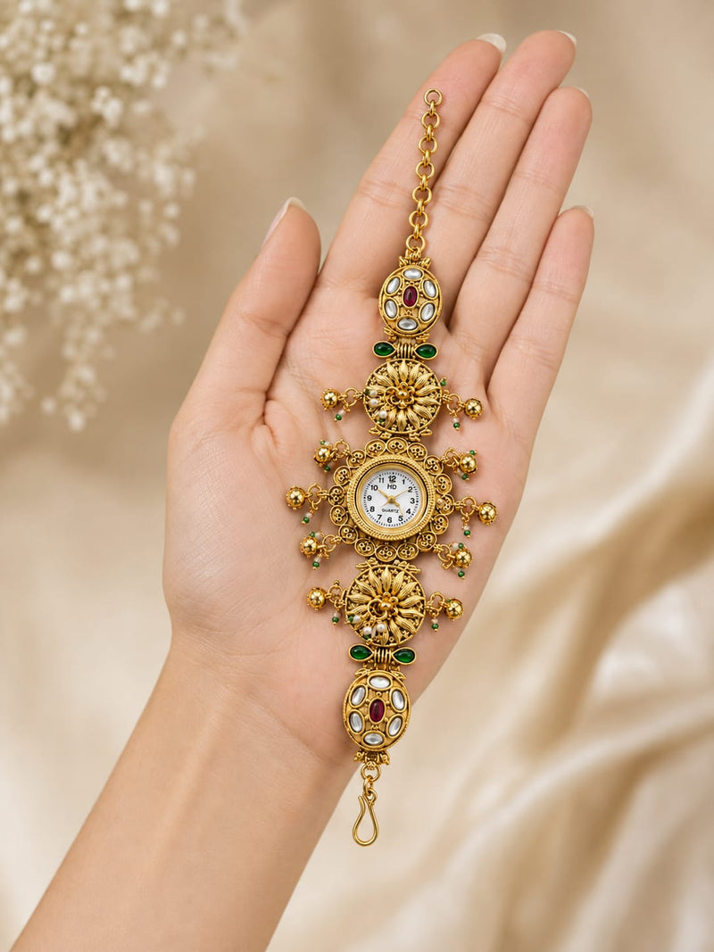 Rajsi Floral Kundan Heritage Jewellery Watch