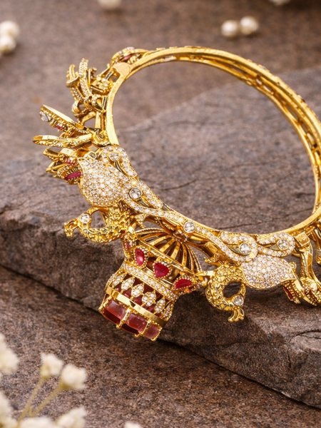 Royal Elephant & Peacock Temple Design Kada