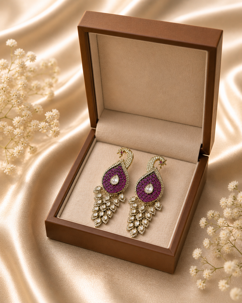 Royal Peacock Design Kundan Earrings for Women