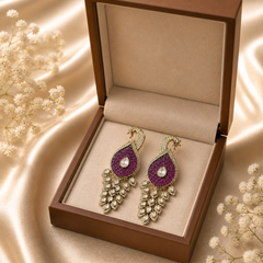 Royal Peacock Design Kundan Earrings for Women
