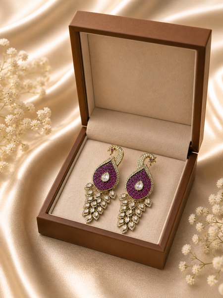 Royal Peacock Design Kundan Earrings for Women