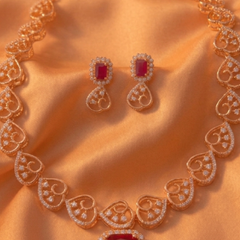 Romantic Rose Heart Set with Ruby Stone Accents
