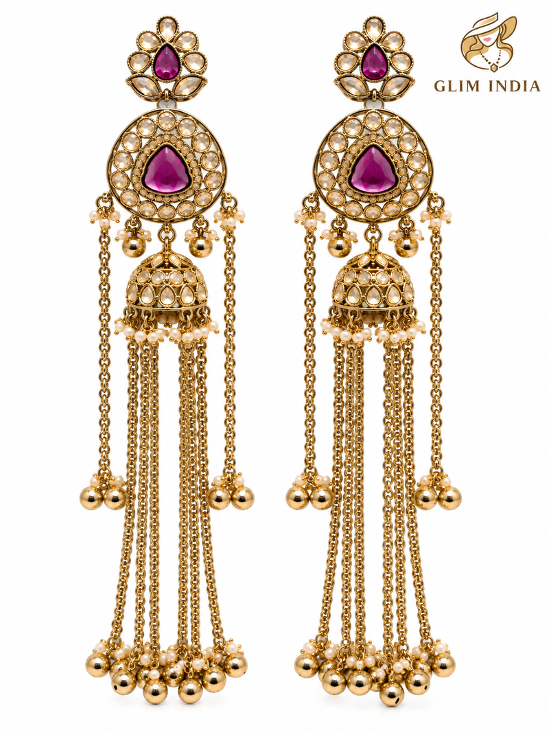 Kashmir Meher Jhumka Cascade Earrings