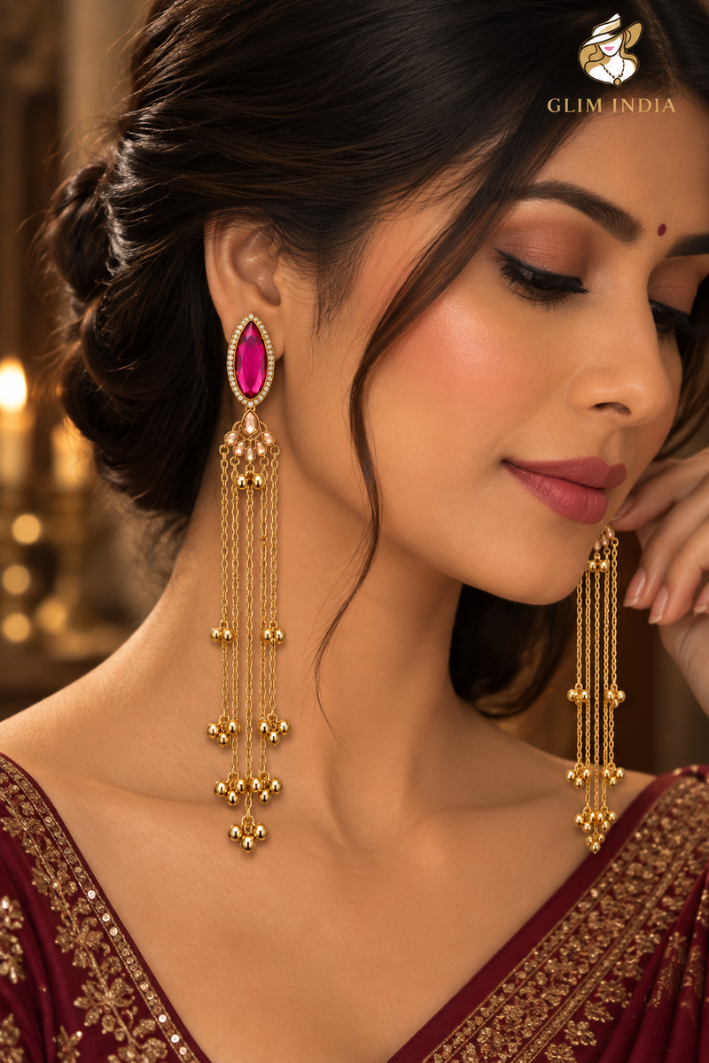 Kashmiri Emerald Jhumka Luxe Earrings