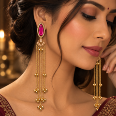 Kashmiri Emerald Jhumka Luxe Earrings
