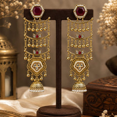 Sheesh Mahal Pearl Cascade Jhumka Earrings