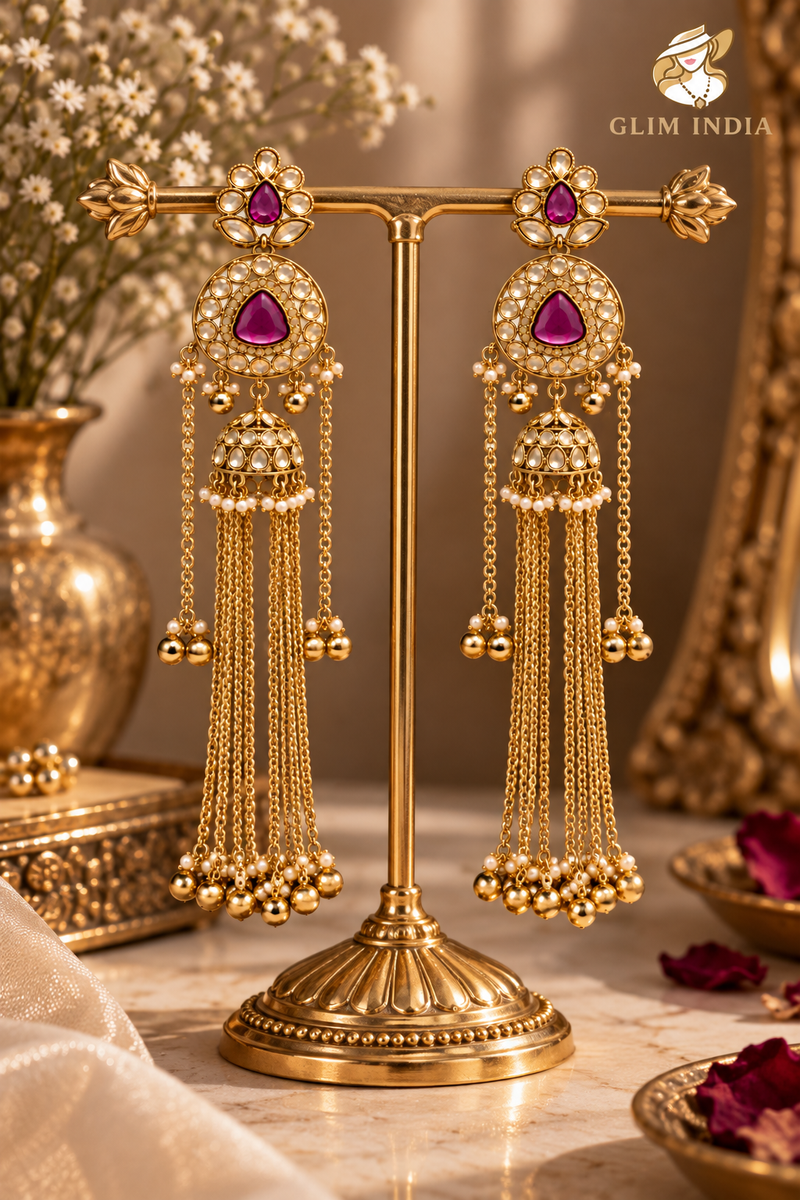 Kashmir Meher Jhumka Cascade Earrings