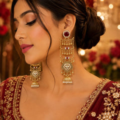 Sheesh Mahal Pearl Cascade Jhumka Earrings