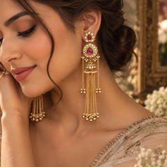 Kashmir Meher Jhumka Cascade Earrings
