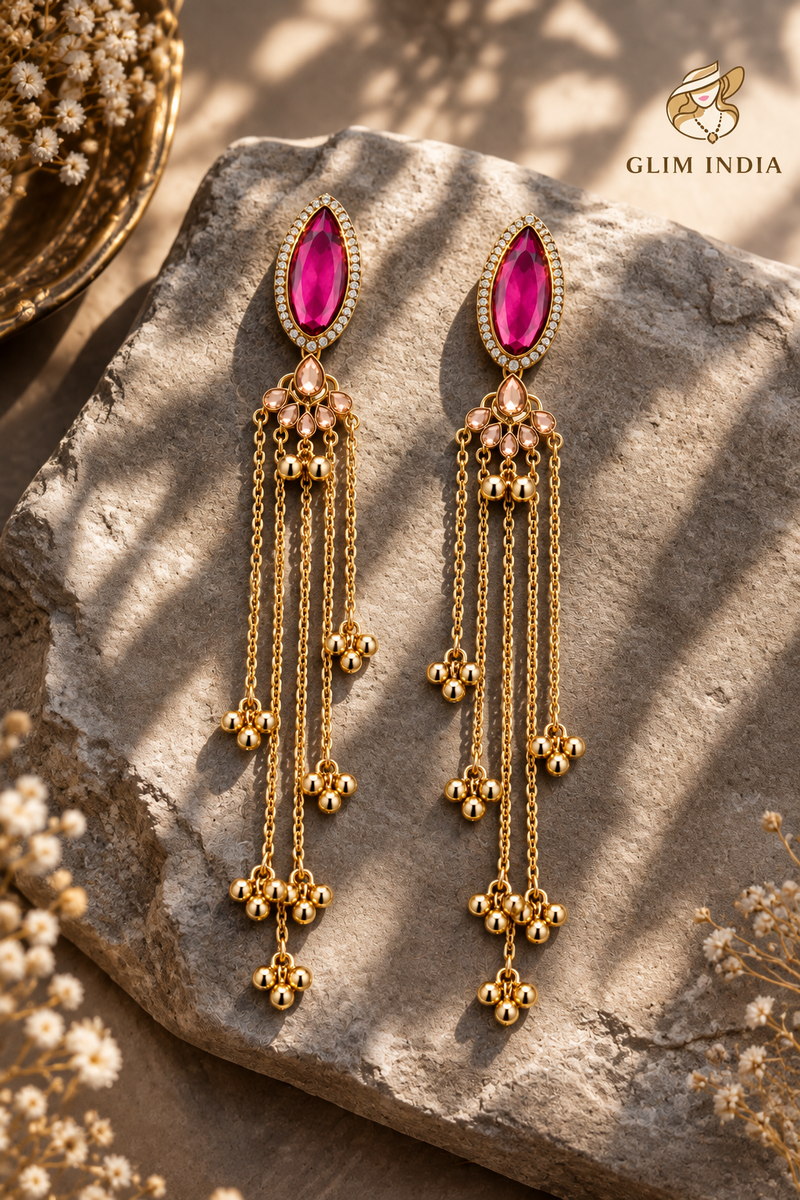 Kashmiri Emerald Jhumka Luxe Earrings