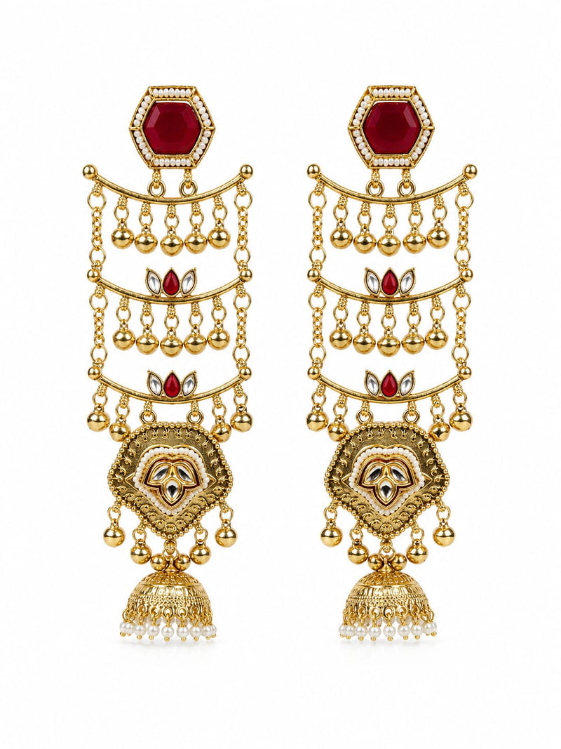 Sheesh Mahal Pearl Cascade Jhumka Earrings