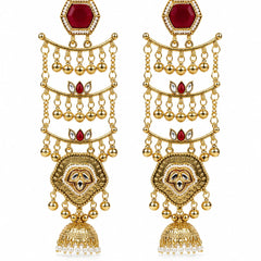 Sheesh Mahal Pearl Cascade Jhumka Earrings