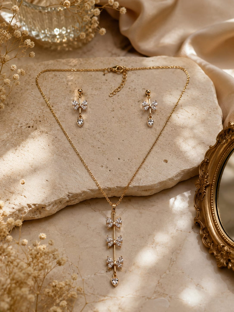 Celeste Bow Cascade Necklace Set