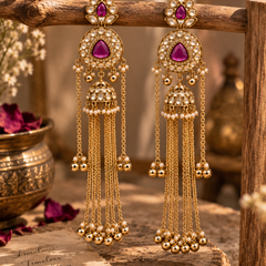 Kashmir Meher Jhumka Cascade Earrings