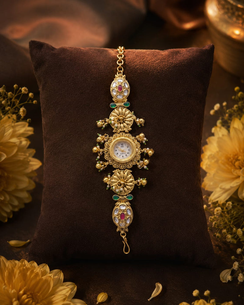 Rajsi Floral Kundan Heritage Jewellery Watch