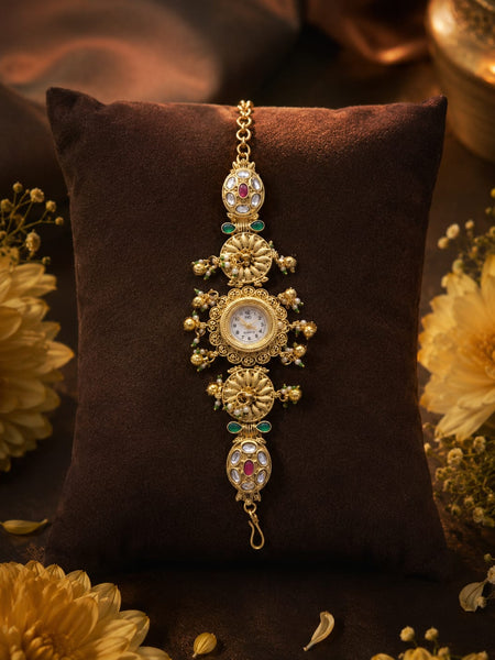 Rajsi Floral Kundan Heritage Jewellery Watch