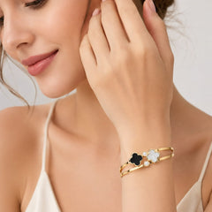 Noir Pearl Clover Bracelet