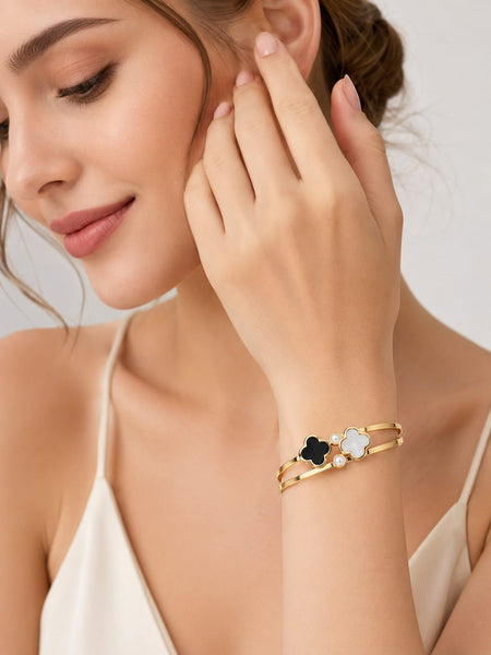 Noir Pearl Clover Bracelet