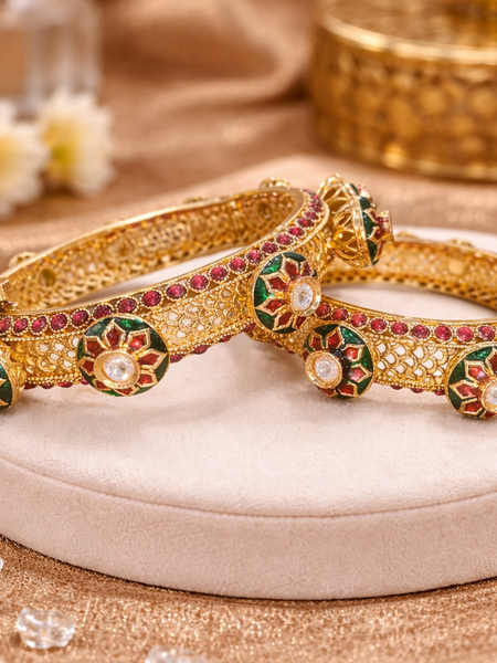 Royal Heritage Kundan Style Floral Bangles
