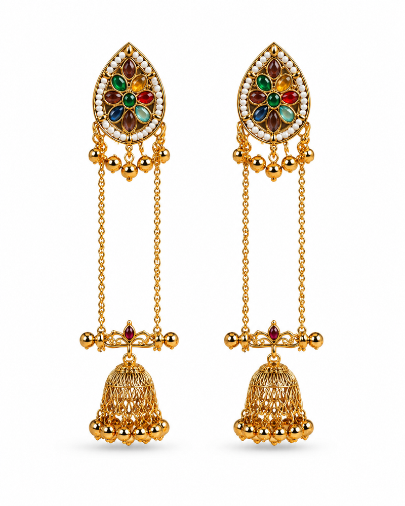 Kashmiri Gulnaar Heritage Earrings
