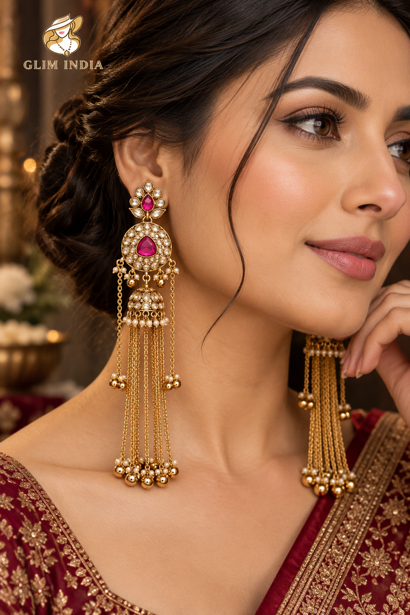 Kashmir Meher Jhumka Cascade Earrings