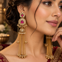 Kashmir Meher Jhumka Cascade Earrings