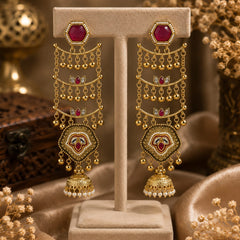 Sheesh Mahal Pearl Cascade Jhumka Earrings