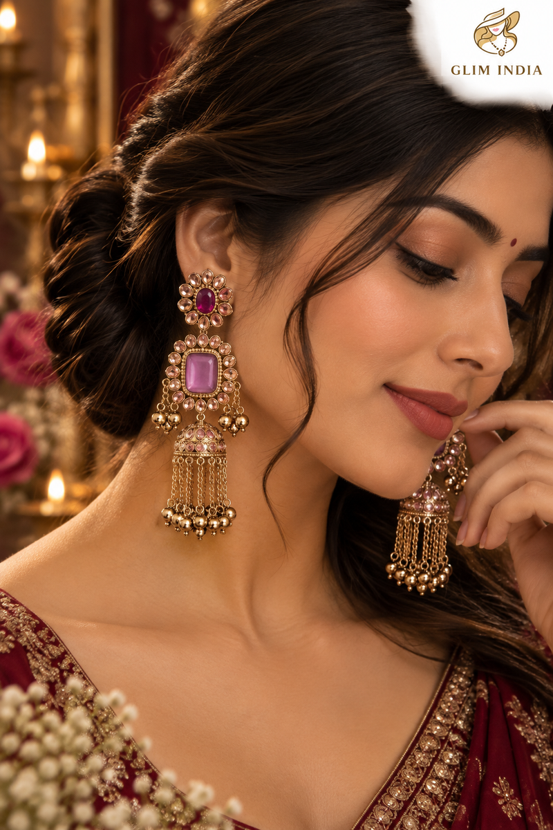 Noor Mahal Kundan Jhumka Earrings