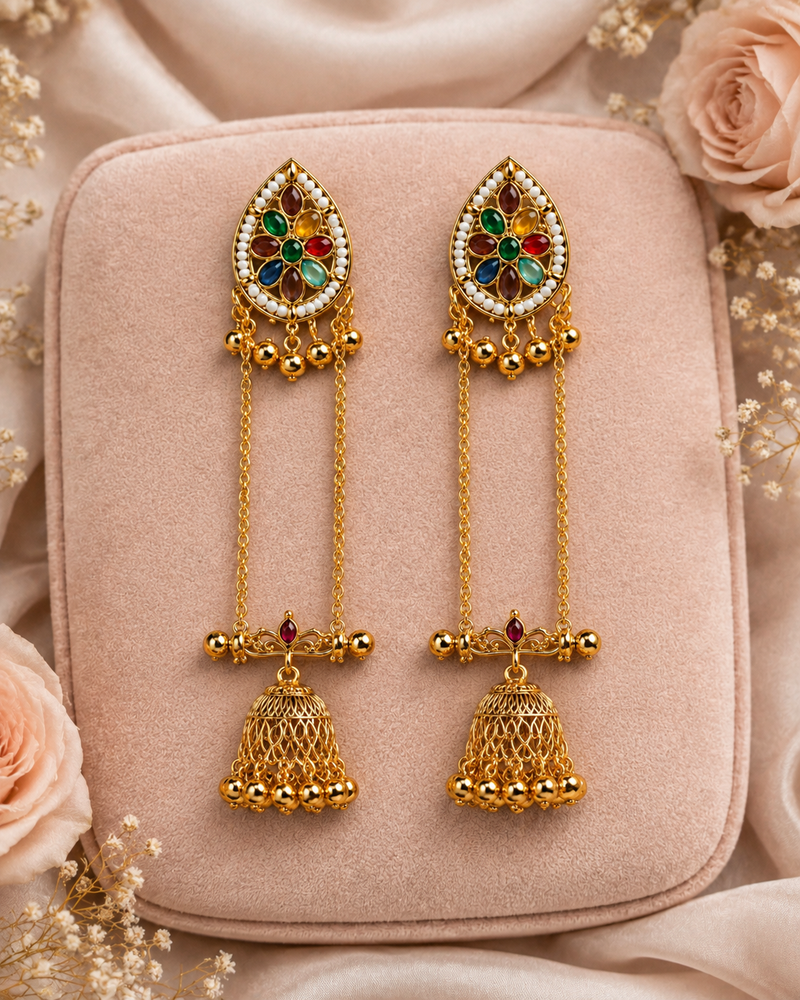 Kashmiri Gulnaar Heritage Earrings
