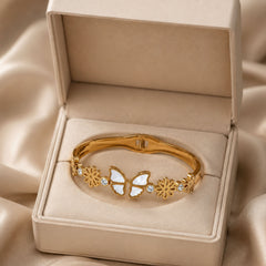 Golden Butterfly Floral Bracelet