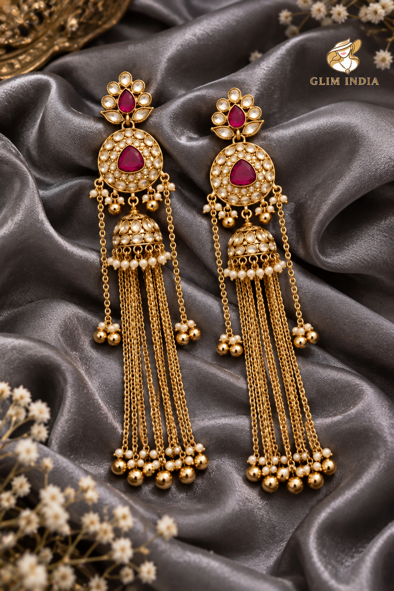 Kashmir Meher Jhumka Cascade Earrings