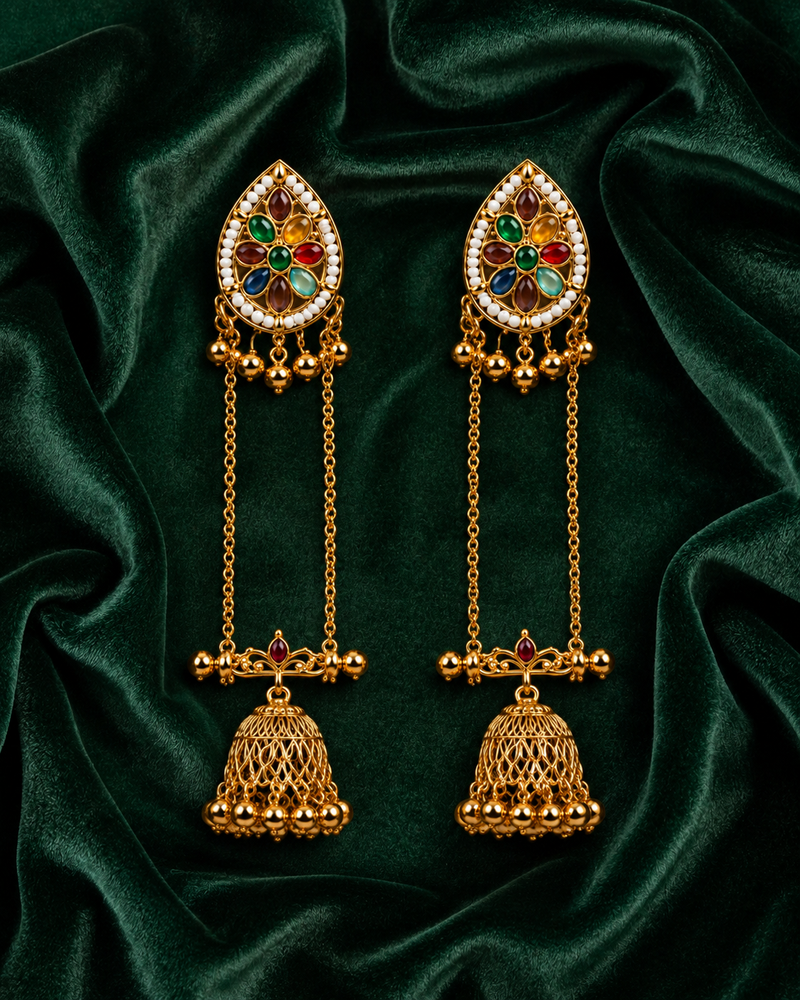 Kashmiri Gulnaar Heritage Earrings