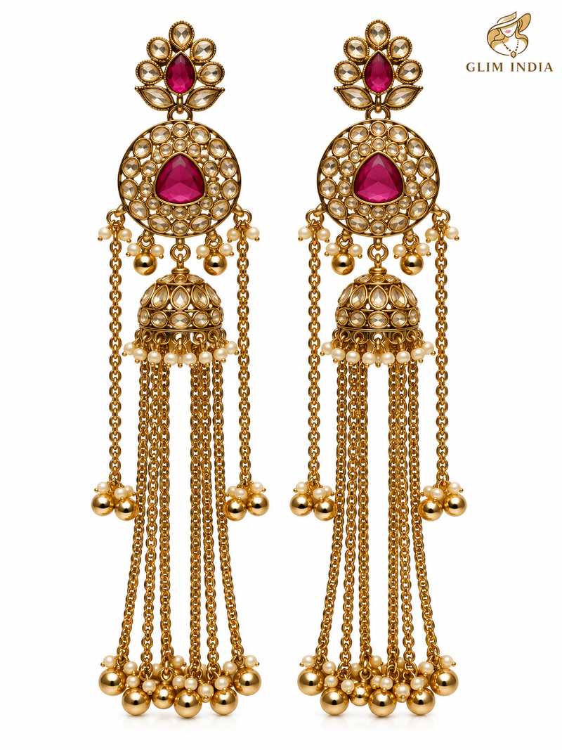 Kashmir Meher Jhumka Cascade Earrings
