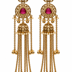 Kashmir Meher Jhumka Cascade Earrings