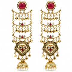Sheesh Mahal Pearl Cascade Jhumka Earrings