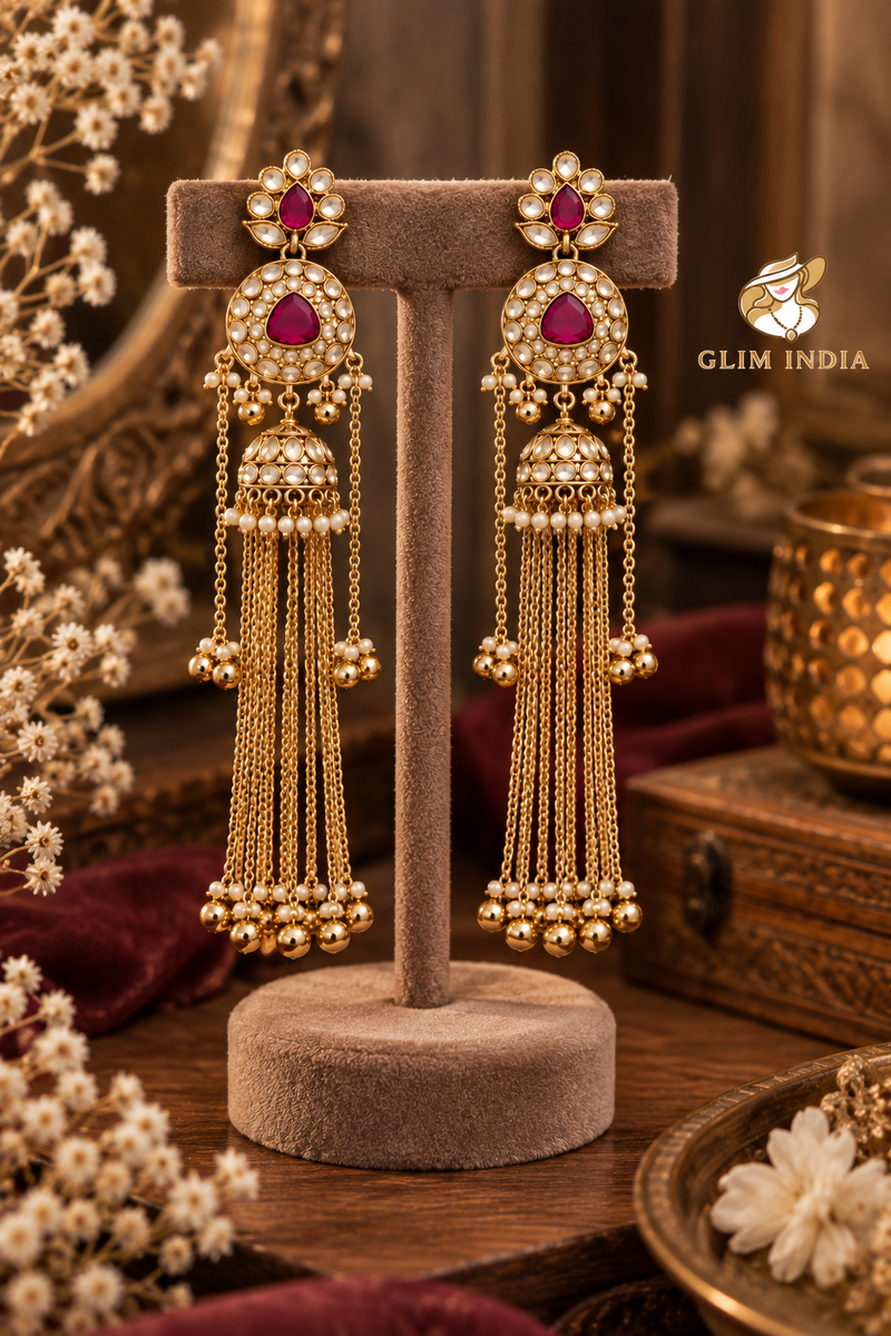 Kashmir Meher Jhumka Cascade Earrings
