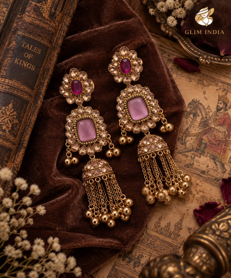 Noor Mahal Kundan Jhumka Earrings