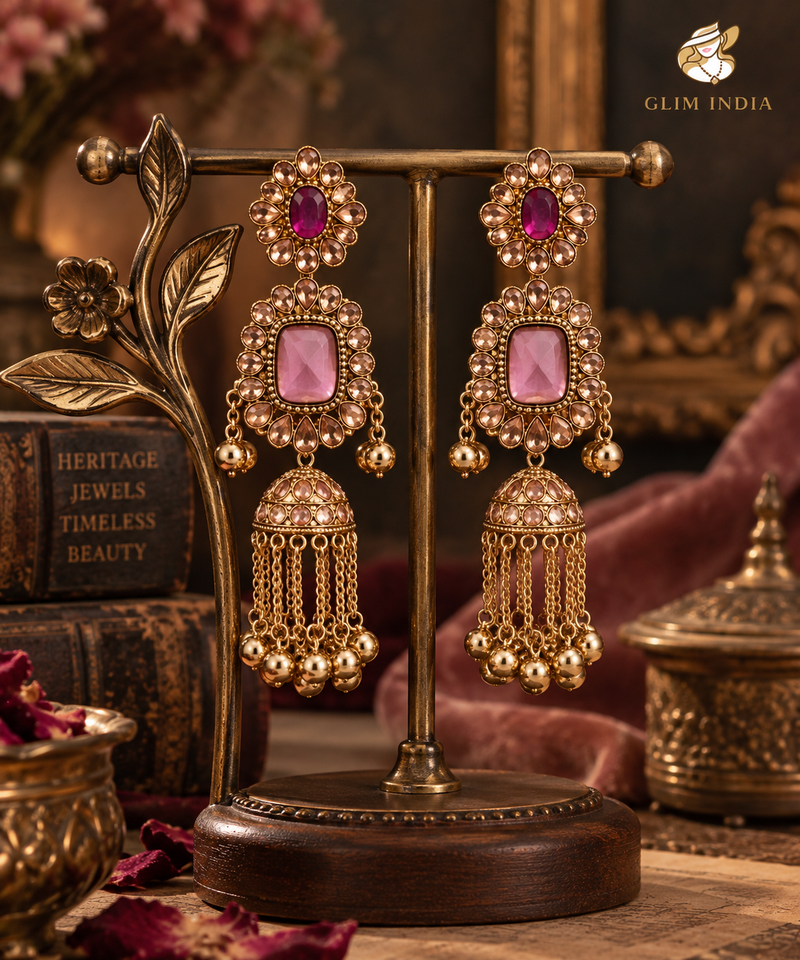 Noor Mahal Kundan Jhumka Earrings