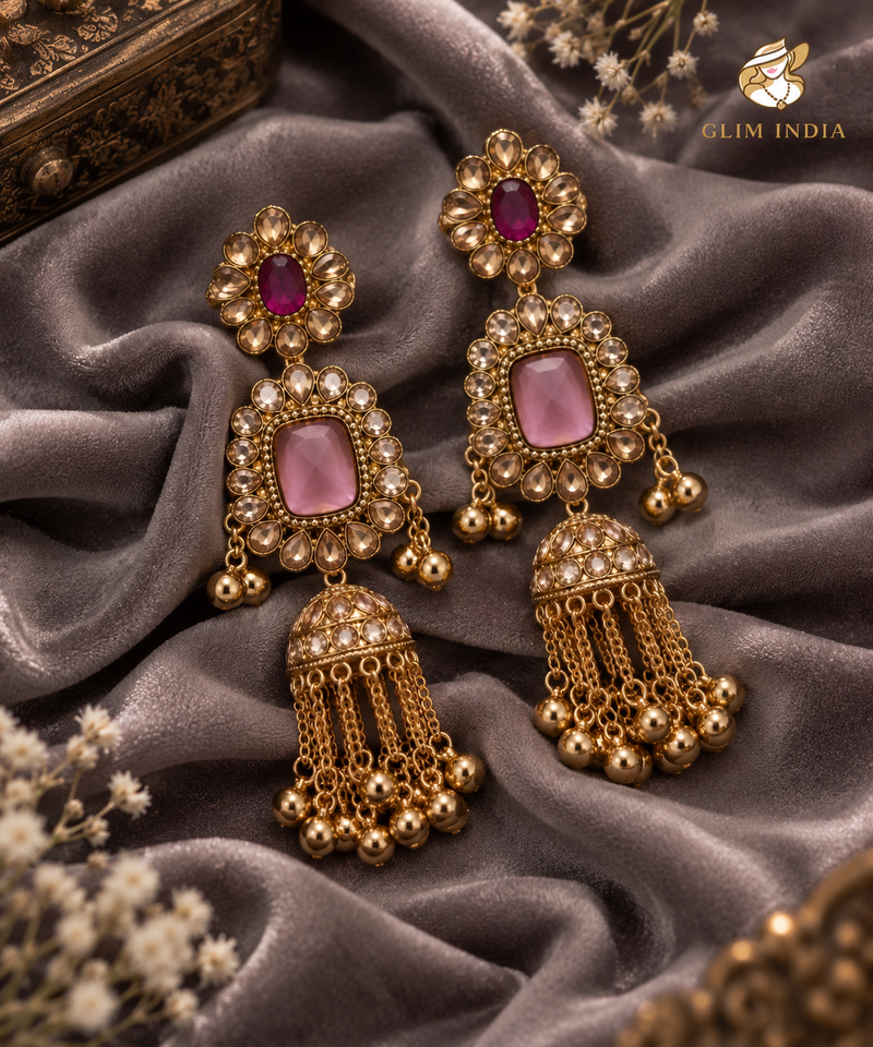 Noor Mahal Kundan Jhumka Earrings
