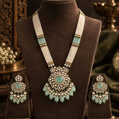 Mint Meher Kundan Pearl Necklace Set